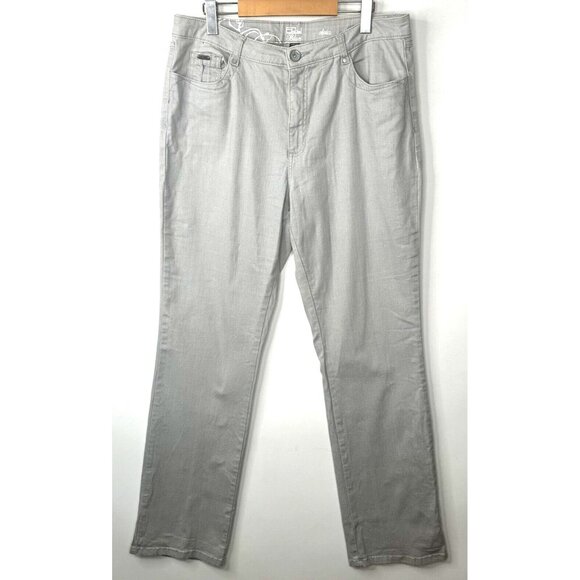 FDJ French Dressing Womens Jeans Olivia Straight Leg Stretch Light Gray Size 16 - Picture 1 of 16